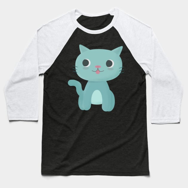 Cute and happy cat Baseball T-Shirt by happinessinatee